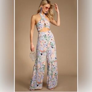 NWT 2pc Floral Print Top & pant Set Sz S lulus